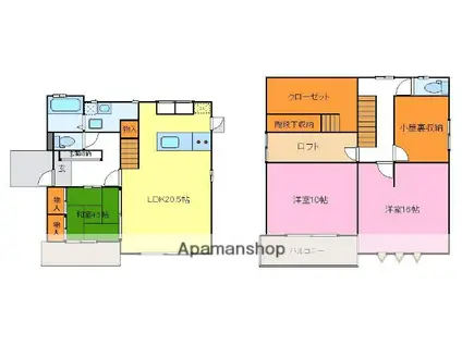 宇部線 床波駅 徒歩47分 2階建 築16年(3SLDK)の間取り写真