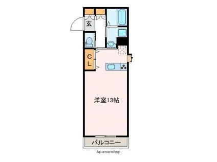 レジデンス中央町(1K/1階)の間取り写真