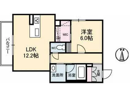 シャーメゾン アリシア(1LDK/2階)の間取り写真