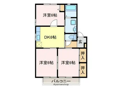 ブランネージュ医大前6(3DK/1階)の間取り写真