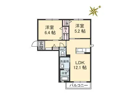コスモパークヴィーナス(2LDK/2階)の間取り写真