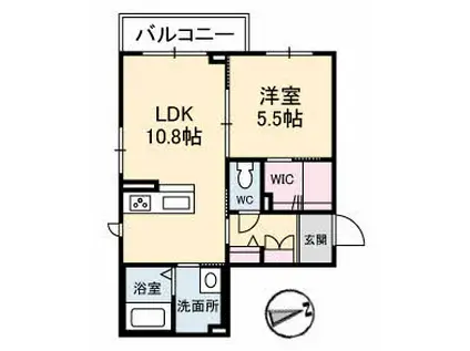 ラ・ベル・デ・ジュール(1LDK/1階)の間取り写真