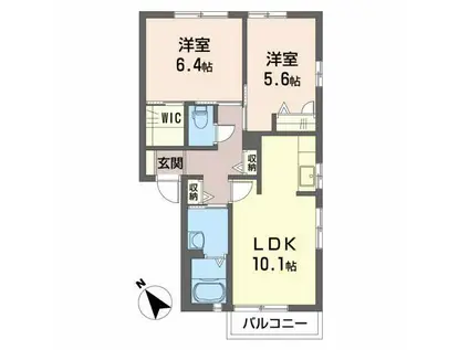 シャーメゾン洛陽C(2LDK/2階)の間取り写真