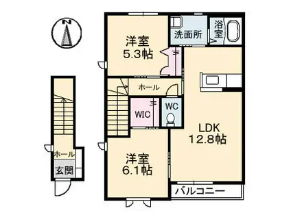 シャーメゾンサンパティオ(2LDK/2階)の間取り写真