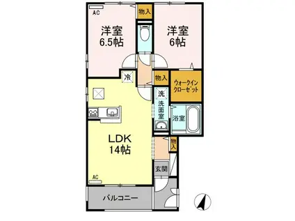 セジュールB棟(2LDK/1階)の間取り写真