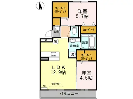 黒石ヒルズ(2LDK/2階)の間取り写真