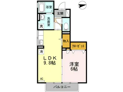 キャッスル・ユウ(1LDK/1階)の間取り写真