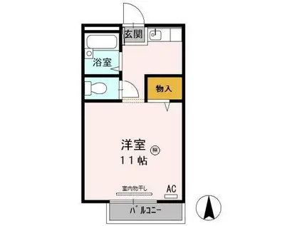 サンライフ向日葵(ワンルーム/1階)の間取り写真