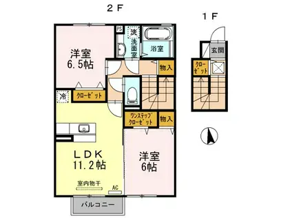 アベニュー中山II(2LDK/2階)の間取り写真