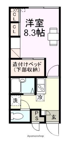 メイリリー野中(1K/2階)の間取り写真