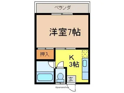 ハイツ瀬戸(1K/2階)の間取り写真