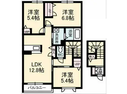 シャーメゾングリナージュ(3LDK/2階)の間取り写真