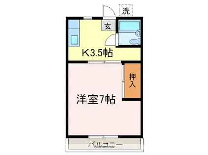 川上ハイツ(1K/2階)の間取り写真