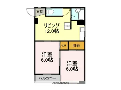 サンハイツ南浜(2LDK/1階)の間取り写真