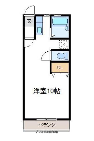 ハイツ遠山ⅡA(1K/2階)の間取り写真