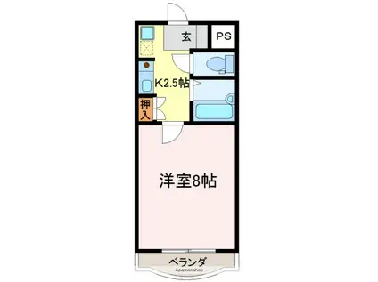 サバービア福輪(1K/1階)の間取り写真