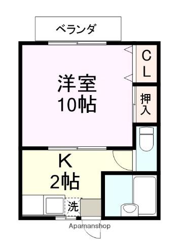 スカイハイツ宮地(1K/2階)の間取り写真
