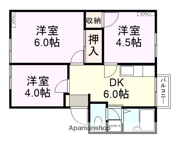 川西ハイツ(3DK/2階)の間取り写真