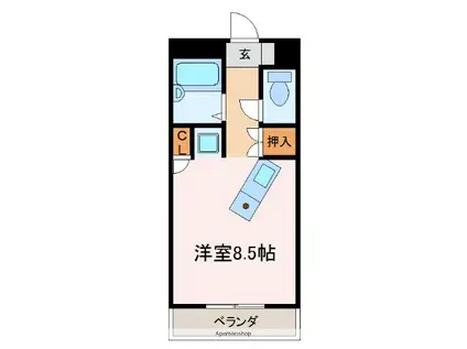 アルフィーネ宇部(ワンルーム/3階)の間取り写真