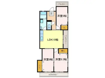 リバティ(3LDK/2階)の間取り写真