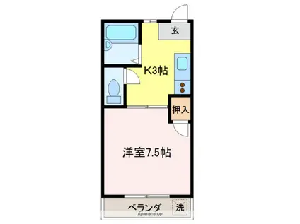 エスペラントY(1K/2階)の間取り写真