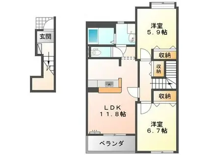 ウィステリア(2LDK/2階)の間取り写真