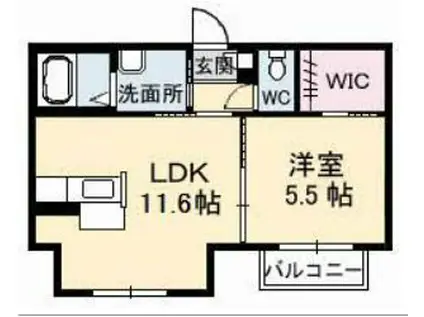 シャーメゾンヤナイ C(1LDK/1階)の間取り写真