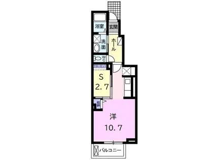 ブルーパインⅢ(1K/1階)の間取り写真