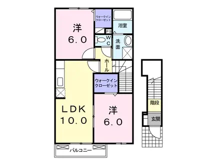 ヴェルボナール(2LDK/2階)の間取り写真