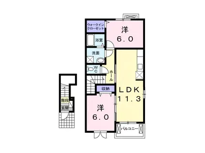 ティーアイランド1番館(2LDK/2階)の間取り写真