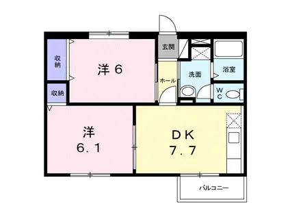 エスポワールB(2DK/1階)の間取り写真