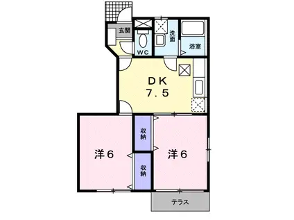 センプレヴェルデⅠ(2DK/1階)の間取り写真