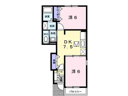 ガーデンヒルズA(2DK/1階)の間取り写真
