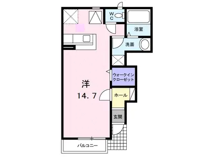 サウスヒルズⅠ(1K/1階)の間取り写真