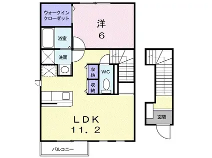 サウスヒルズⅠ(1LDK/2階)の間取り写真