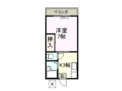 コーポひまわり2(1K/1階)の間取り写真