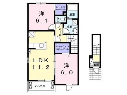 イリーデ・アロッジオ A(2LDK/2階)の間取り写真