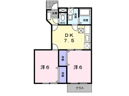 メゾン・ド・ケイB(2DK/1階)の間取り写真