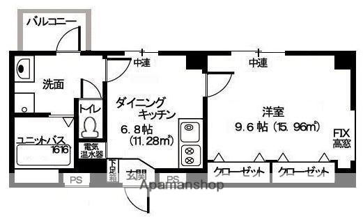 アビリティ上町弐番館(1DK/3階)の間取り写真