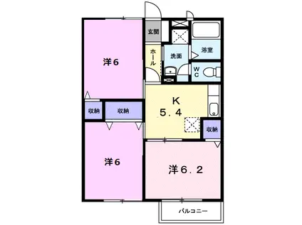 ハイムゆりの樹2(3K/1階)の間取り写真