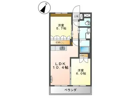 メサイア(2LDK/2階)の間取り写真