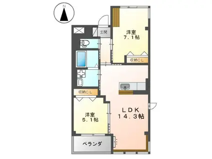 KAMISAKURA(2LDK/1階)の間取り写真