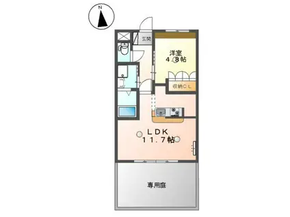 エル・グレイス(1LDK/1階)の間取り写真