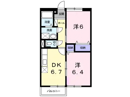 ガーデンハイムC(2DK/2階)の間取り写真