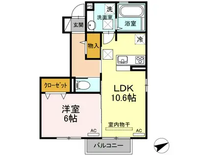 D-ROOM新生(1LDK/1階)の間取り写真