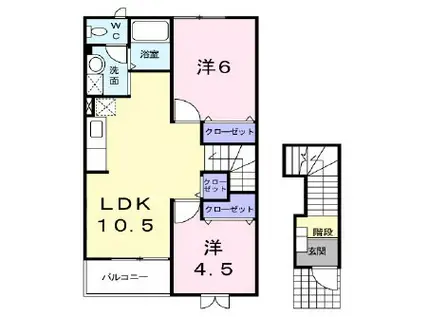 カンパヌールA(2LDK/2階)の間取り写真