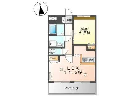 メルベールフクシア(1LDK/2階)の間取り写真