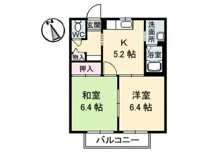 シャーメゾンシャリテA棟(2K/2階)の間取り写真