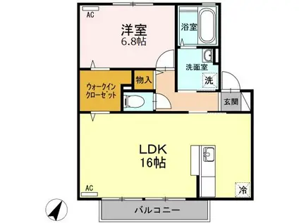 エスポワール(1LDK/2階)の間取り写真