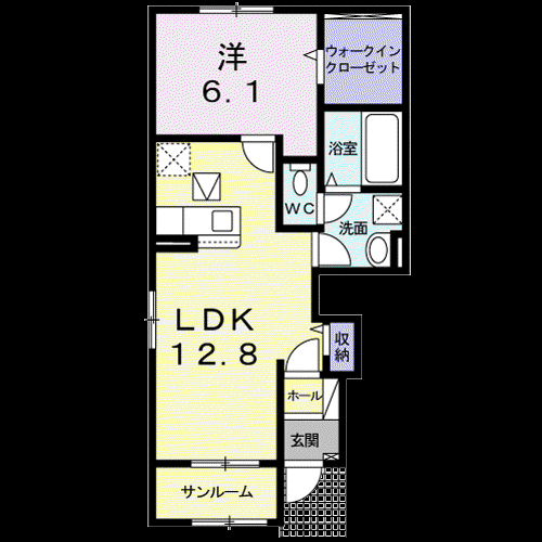 HUI ANELA(1LDK/1階)の間取り写真